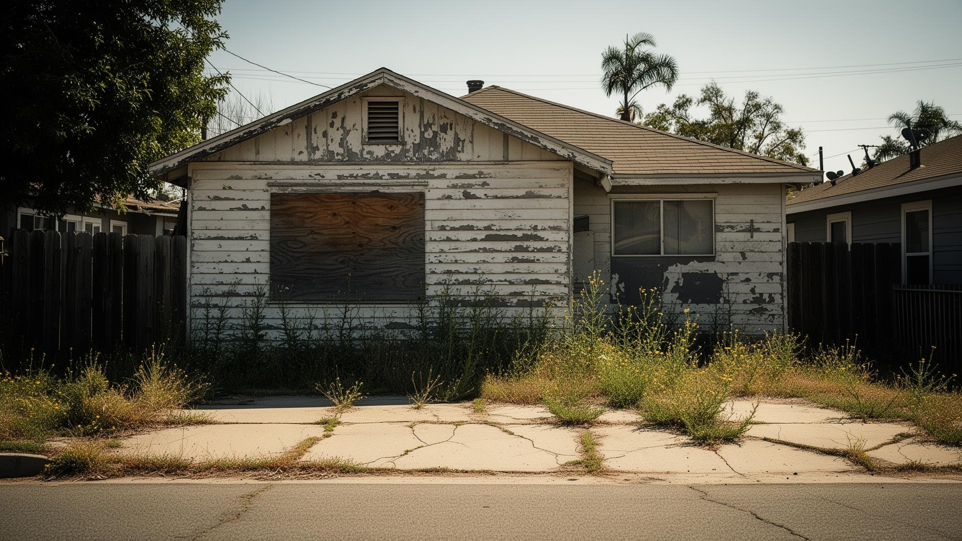 Distressed fixer-upper house we buy for cash